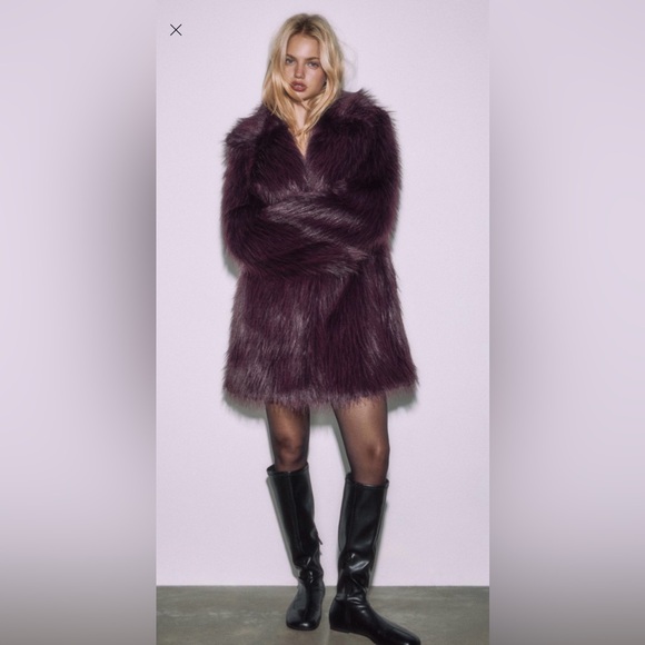 Stradivarius Plush Teddy Jacket in Rich Purple - Picture 2 of 6